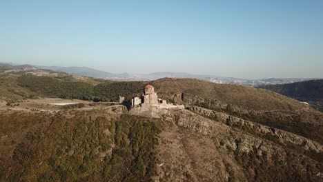 Aerial-view-on-the-mountain-stands-the-church