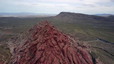 Spectacular-4K-Aerial-flying-high-on-a-ridge-line-at-Red-Rock-Canyon-Nevada