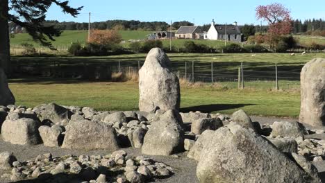 Cullerlie-Stone-Circle-in-North-East-Scotland-on-a-sunny-day-zoom-out-shot