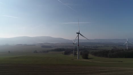 Windmills-in-beautiful-light-in-Czech-Republic---aerial-shot