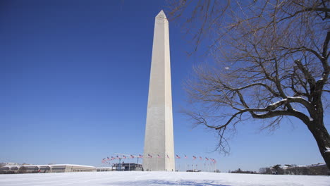 Timelapse-of-the-Washington-Monument-an-a-blue-sky-day-in-winter