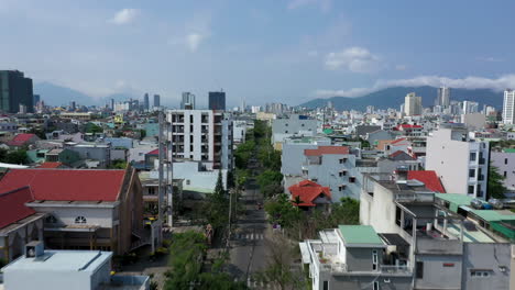 Danang-Vietnam-as-seen-from-an-aerial-view-showing-over-densley-built-up-urban-city-skyline