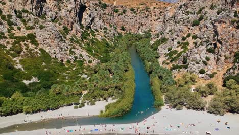 Drone-view-of-the-most-famous-beach-in-Crete,-isolated-and-romantic