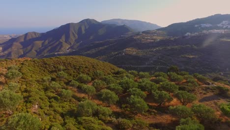 Aerial:-The-mountains-of-Samos-during-sunset