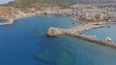 Aerial:-View-of-the-harbour-and-city-of-Karpathos