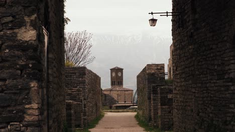 Gjirokaster-City-in-Albania,-Cinematic-Places---UNESCO-World-Heritage-Site-in-4K