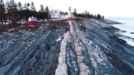 Aerial-view-Grindel-Point-Light-bedrock-Islesboro-Maine-United-States