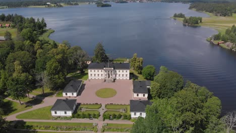 Aerial-view-of-Stjernsund-castle-outside-Askersund,-Sweden