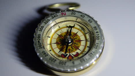 Nahaufnahme-Eines-Kompasses-Auf-Einer-Weißen-Oberfläche