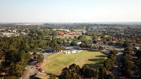 Aerial-view-of-a-festival-in-the-outer-suburbs-of-Melbourne,-Victoria,-Australia