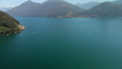 Aerial-view-of-Lake-Maggiore-on-a-sunny-day,-italy