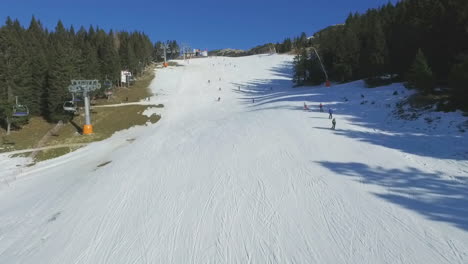 Flying-over-the-Ski-lift-and-Ski-area-view