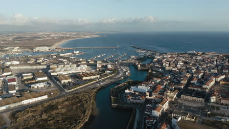Great-aerial-view-of-Peniche's-fishing-and-recreational-port