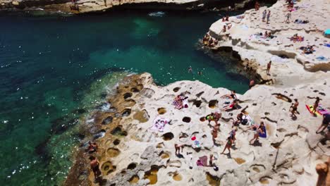 Timelapse-video-from-Malta,-St-Peter's-Pool-on-a-sunny-summer-day
