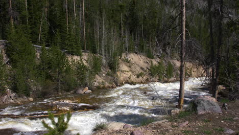 Weitschuss-Des-Provo-Flusses-Mit-Wildwasser,-Das-In-Der-Nähe-Von-Kamas,-Utah,-Rauscht