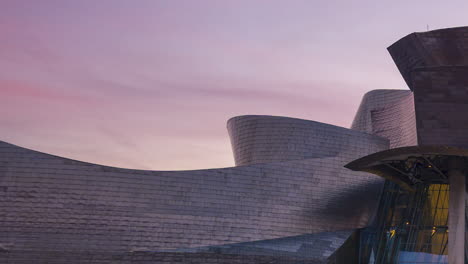 Zeitraffer-Des-Guggenheim-Museums-Bei-Sonnenuntergang