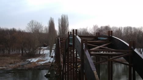 Drone-footage-at-the-lake-Kis-Balaton-in-Hungary-in-winter