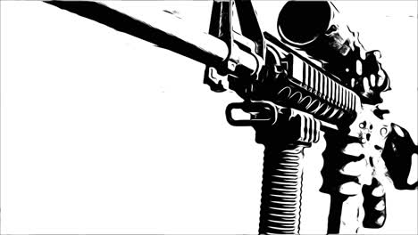 Animación-En-Blanco-Y-Negro-De-Un-Rifle-AR15.
