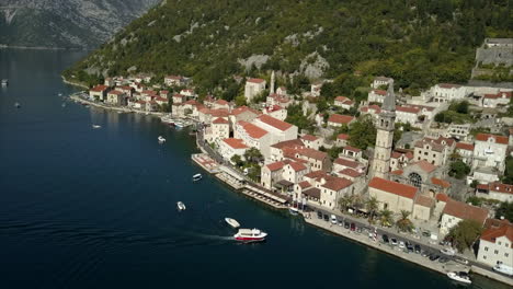 Cinematic-aerial-shot-of-Perast-in-Montenegro