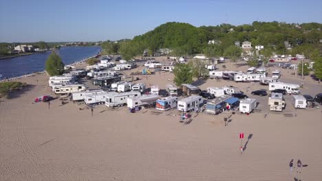 Drone-shot-of-an-Rv-Campground-on-the-beach