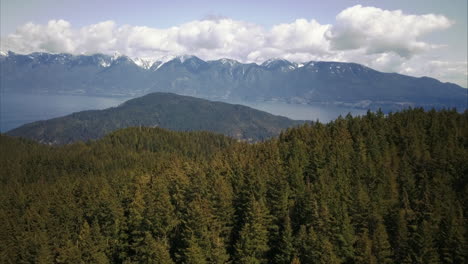 Aerial-view-of-Bowen-Island-forest-and-Mountains