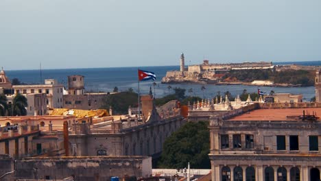 View-of-the-Morro-fort-and-castle-at-Havana,-Cuba-and-view-of-the-ocean