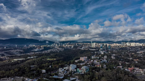 Aerial-hyperlapse-of-Reforma-Lomas-and-Santa-Fe-with-clouds-in-Mexico-City