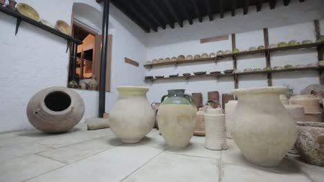 A-room-full-of-ancient-pottery-artifacts-at-the-Archeological-Museum-of-Paphos-District-in-Paphos-Cyprus