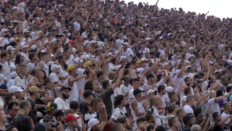 Sao-Paulo,-Brasilien---4k-bildmenge-Von-Corinthians-fans,-Die-Im-Stadion-Feiern,-Fußballspiel