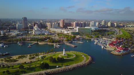 Lions-Lighthouse-in-the-Long-Beach-Harbor-with-Phantom-4-Pro-in-4K,-drone-aerial-footage