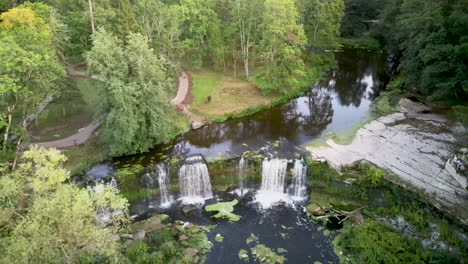 Aerial-Landscape-of-the-Keila-Waterfall-Estonia-Located-on-Keila-River-in-Harju-County