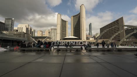 Downtown-Toronto-City-Hall-Time-Lapse-On-A-Winter-Day