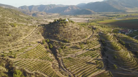 Aerial-of-Winery-hills-in-the-ColchÃ¡gua-Valley,-Chile