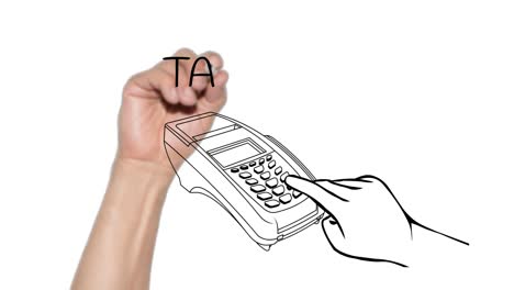 Animated-hand-drawing-a-calculator-and-tax-time-on-glass-board