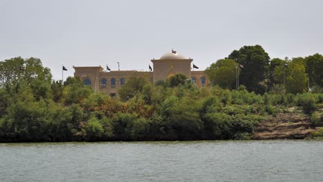 The-new-Presidential-Palace-in-Khartoum,-Sudan-as-seen-from-the-Nile-River