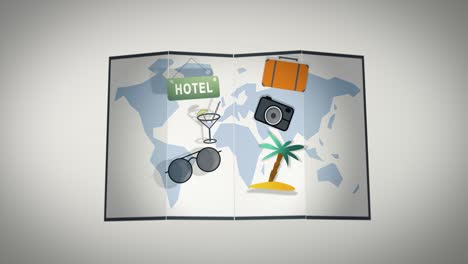 Fold-world-map-with-vacation-icons-popping-out