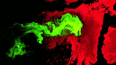 Beautiful-animation-of-red-and-green-color-oil-paint-abstract-on-a-black-background
