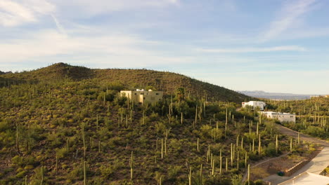 Schöne-Häuser-Am-Tucson-Mountain-Park-In-Tucson,-Arizona---Luftaufnahme