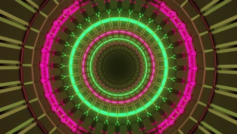 Bright-neon-circular-tunnel-revolving-centrifugally-giving-immersive-effect