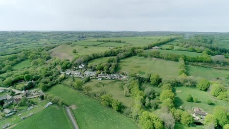 Aerial-of-a-quaint-country-setting-in-the-heart-of-the-english-rural-scene