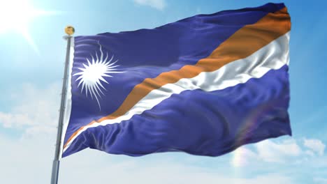4k-3D-Illustration-Der-Wehenden-Flagge-Auf-Einem-Pol-Der-Marshallinseln