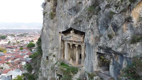 Famous-Lycian-Tombs-of-ancient-in-Fethiye,-Turkey