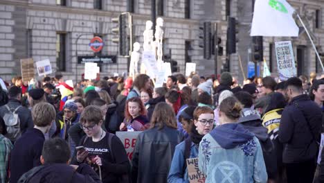 Young-People-Protest,-Extinction-Rebellion-on-Climate-Change---Westminster,-Parliament-Square,-London