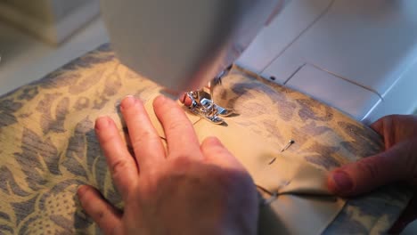 Close-Up-Of-Woman-Sewing-Curtains-In-Slow-Motion