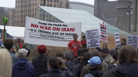 In-Philadelphia,-PA,-man-speaks-to-group-of-protestors-gathered-at-City-Hall-concerning-the-death-of-Qassem-Soleimani-in-Iran-by-US-Government-and-Trump