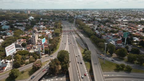 Aerial-parallax-shot-of-General-Paz-Avenue-in-Buenos-Aires-province