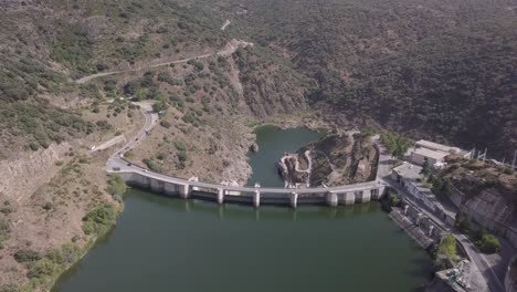 Drone-shot-of-Water-Dam-Reservoir-in-the-Mountains