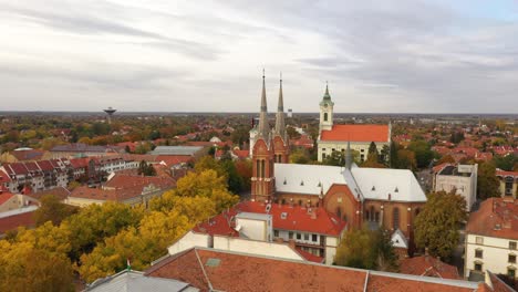 Drone-footage-from-a-Church-at-Bekescsaba-city-in-Hungary-Drone-flies-forward
