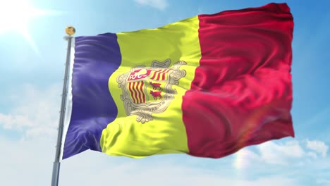 4k-3D-Illustration-of-the-waving-flag-on-a-pole-of-country-Andorra
