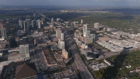 Drone-view-of-the-Galleria-mall-area-in-Houston,-Texas